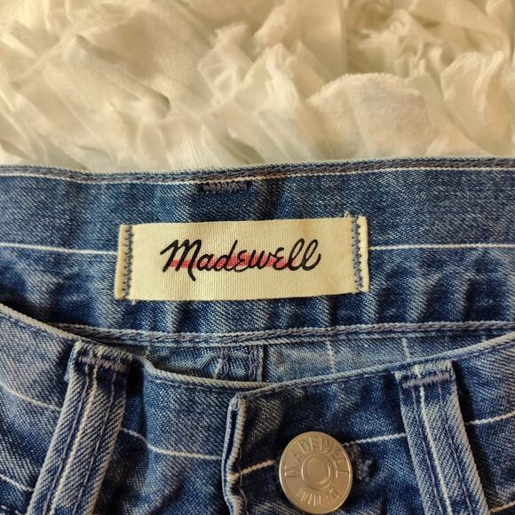 MADEWELL THE PERFECT VINTAGE CROP JEAN WOMEN 26 RETRO STRIPED BLUE WHITE DENIM - Picture 8 of 15